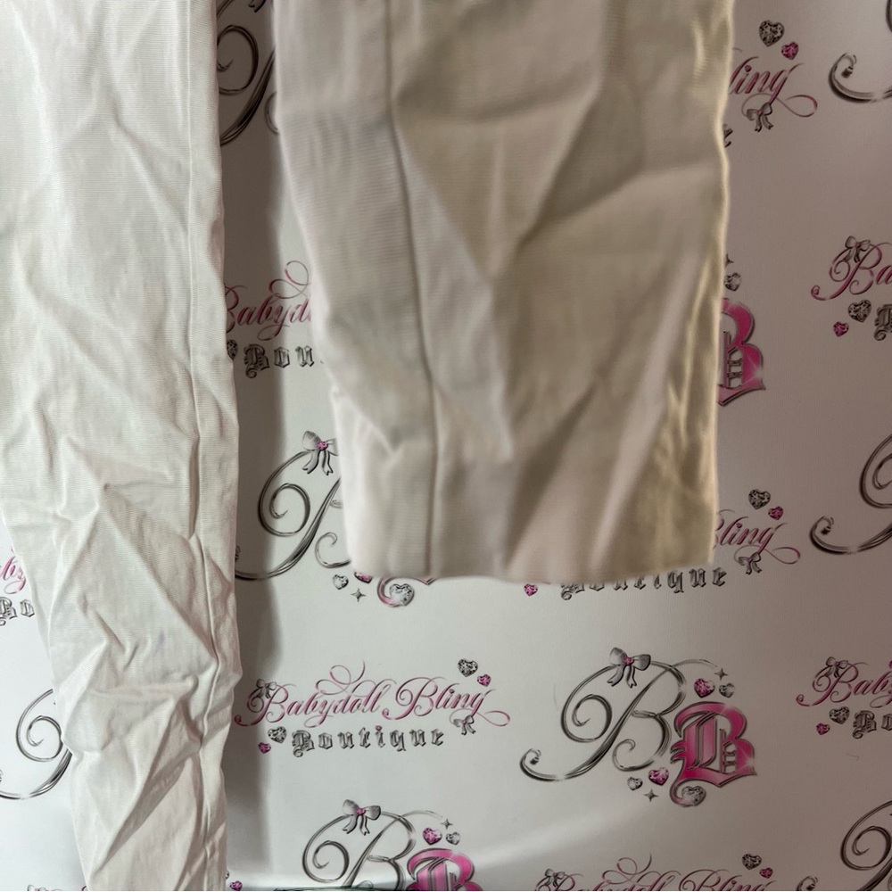 Guess by Marciano Pants white cream belted silver details zip up side stretchy - Picture 2 of 8